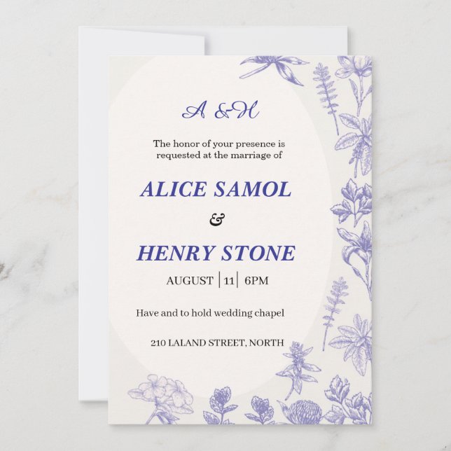 Elegant Botanical Wedding Invitation Template Inbjudningar (Framsida)