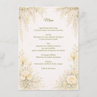 Elegant Botanical Wedding Menu Meny