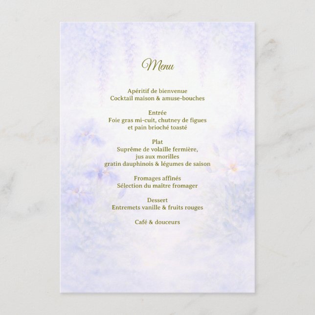 Elegant Botanical Wedding Menu Meny (Framsida)