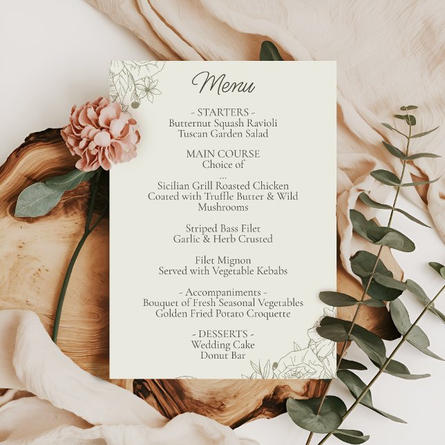 Elegant Botanical Wedding Reception Menu Card (Skapare uppladdad)