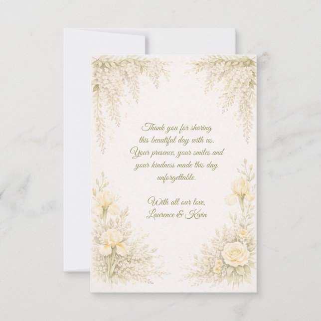 Elegant Botanical Wedding  Tack Kort (Framsida)