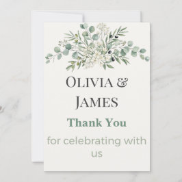Elegant Botanical Wedding Thank You Card Tack Kort