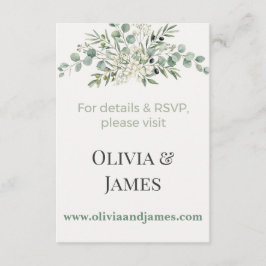 Elegant Botanical Wedding Website Insert Card Rådkort