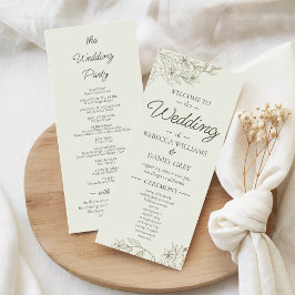 Elegant Botanical Wedding Welcome Ceremony Program
