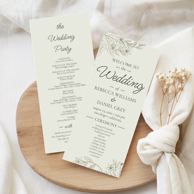 Elegant Botanical Wedding Welcome Ceremony Program (Skapare uppladdad)