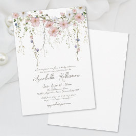 Elegant Botanical Wildblomme Blommigt Baby Shower Inbjudningar