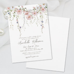Elegant Botanical Wildblomme Blommigt Baby Shower Inbjudningar