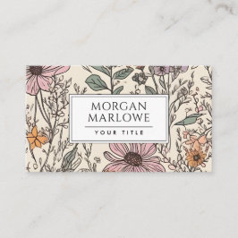 Elegant Botanical Wildblomme Botanical Blommigt Visitkort