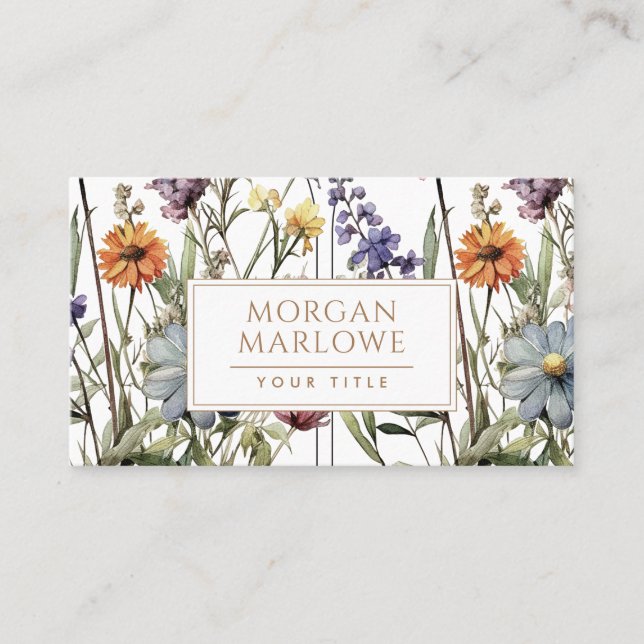 Elegant Botanical Wildblommor | BohoBusiness Card Visitkort (Framsida)