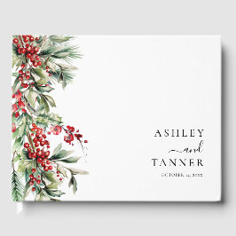 Elegant Botanical Winter Christmas Wedding Gästböcker