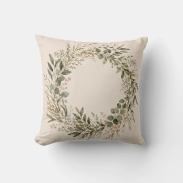 Elegant Botanical Wreath Decorative Pillow Kudde