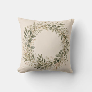 Elegant Botanical Wreath Decorative Pillow Kudde