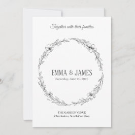 Elegant Botanical Wreath Minimalist Wedding Invita Inbjudningar