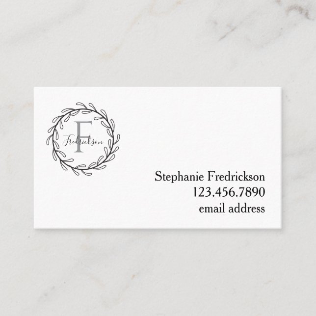 Elegant Botanical Wreath – Personalized Visitkort (Framsida)