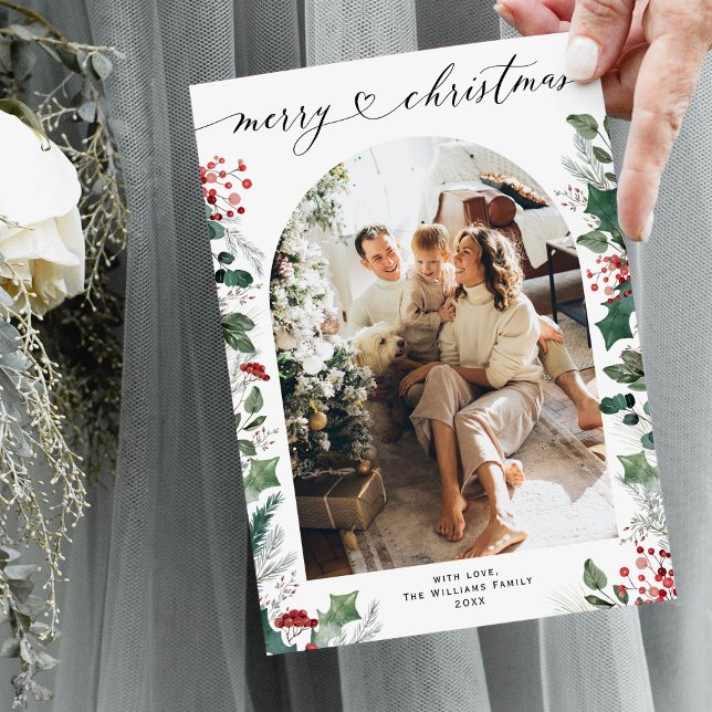 Elegant Botanicals | Arch Photo | Snö-jul Julkort (Skapare uppladdad)