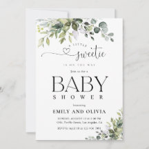 Elegant botanisk baby shower-inbjudan