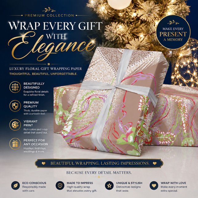 Elegant Botanisk Baby Shower-inslagspapper Presentpapper (Skapare uppladdad)