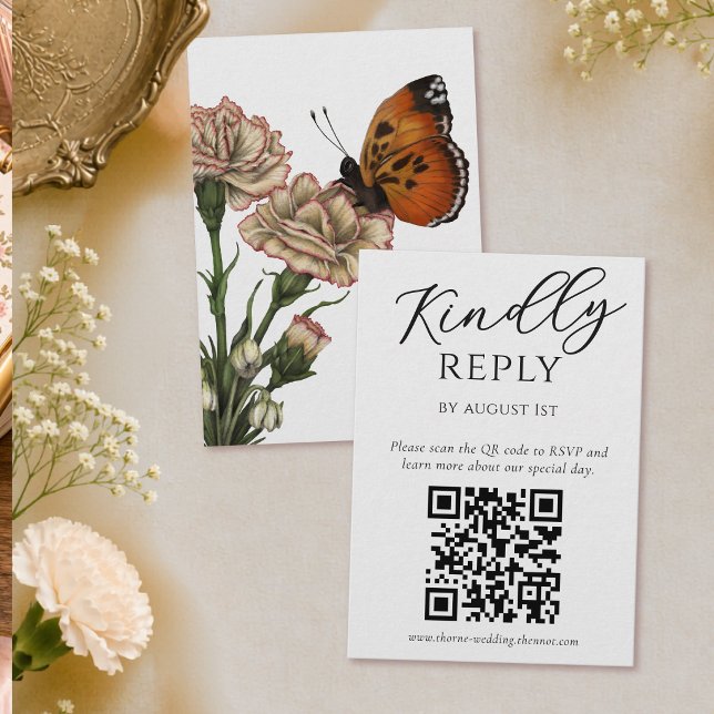 Elegant botanisk bikupa bröllops-RSVP QR-kod Tilläggskort (Skapare uppladdad)
