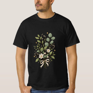 Elegant botanisk blad blom- t shirt