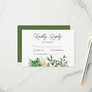 Elegant botanisk blad bröllopsinbjudan OSA kort