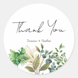 Elegant Botanisk Blad Kuvert Sigill Runt Klistermärke