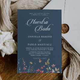 Elegant Botanisk Blommig Nuestra Boda Bröllop Inbjudningar