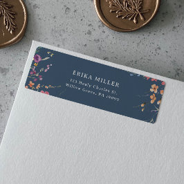 Elegant botanisk blommig vigseladress retur returadress etikett