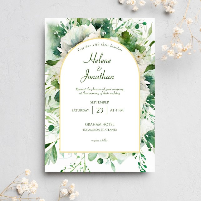 Elegant Botanisk Blommigt Garden Wedding Inbjudningar (Elegant Botanical Floral Garden Wedding Invitation)