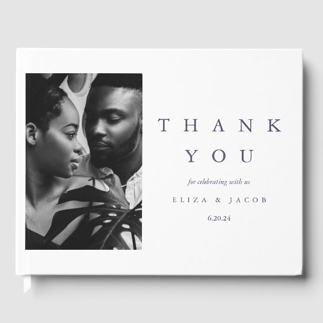 Elegant Botanisk Blommigt Photo Bröllop Gästböcker (Framsida)