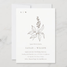 Elegant Botanisk Blommigt Sketch Monogram Bröllop