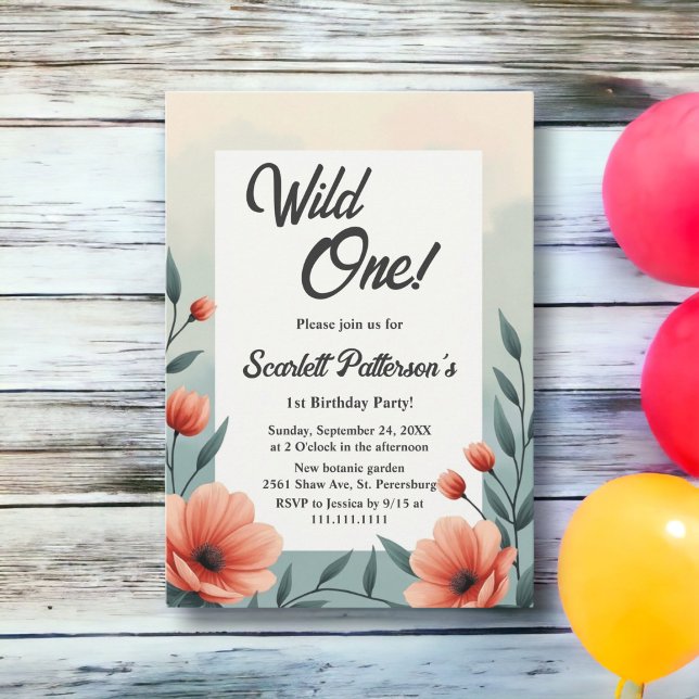 Elegant Botanisk Blommigt Vild En födelsedag Inbjudningar (Skapare uppladdad)