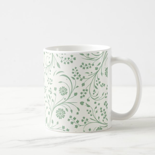 Elegant botanisk blommönster – Minimal natur  Kaffemugg (Höger)