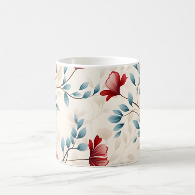 Elegant botanisk blomstergren kaffemugg (Center)