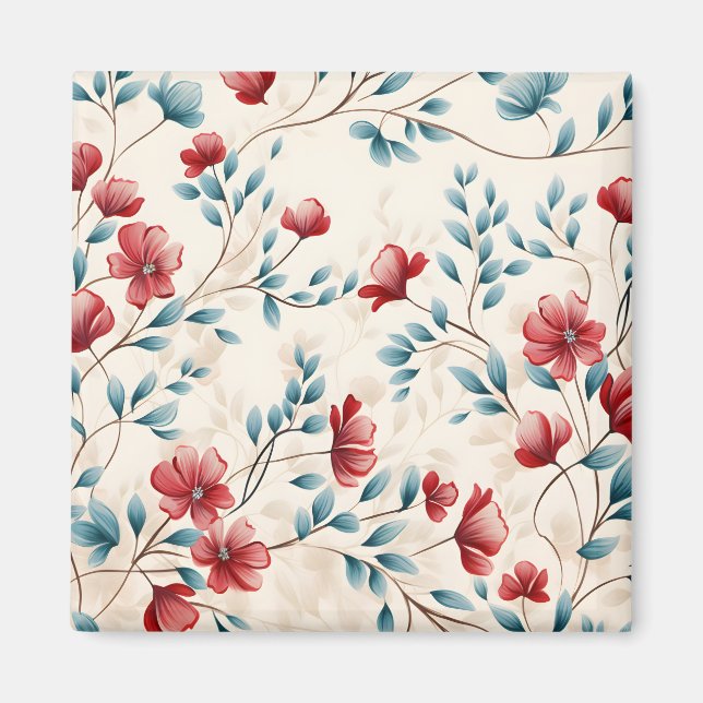 Elegant botanisk blomstergren magnet (Framsidan)