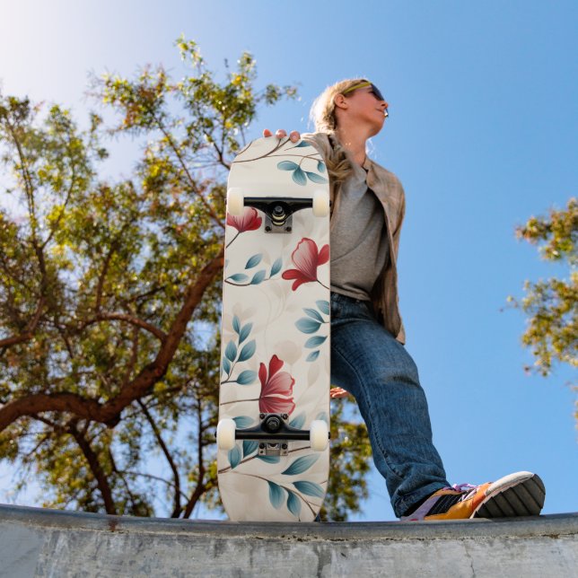 Elegant botanisk blomstergren mini skateboard bräda 18,5 cm (Utomhus 1)