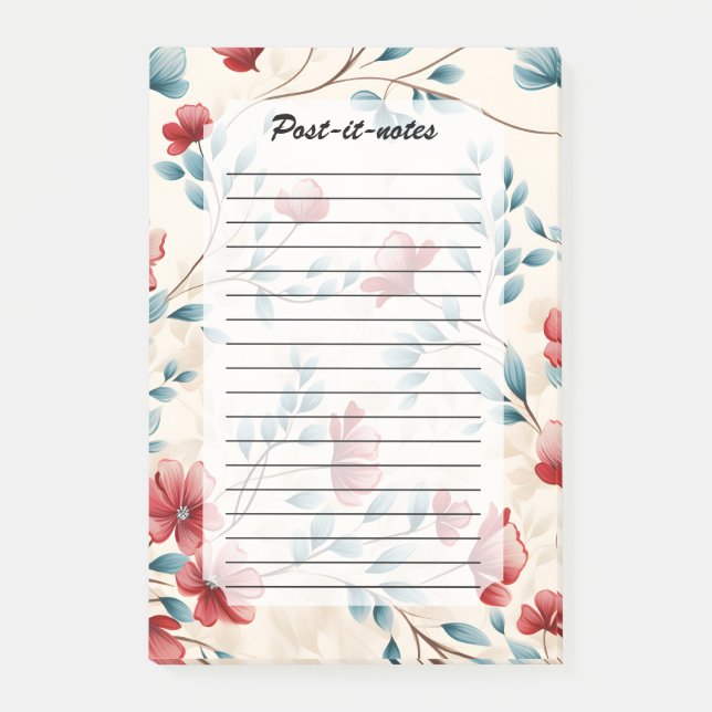Elegant botanisk blomstergren post-it block (Framsida)