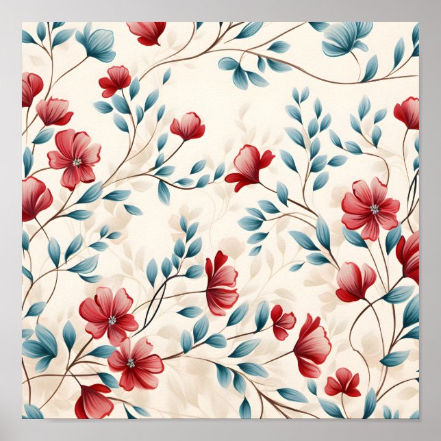 Elegant botanisk blomstergren poster (Framsidan)