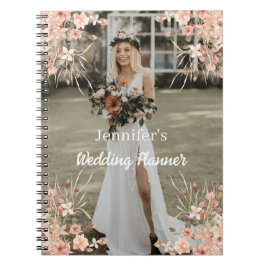 elegant botanisk boho-fotobröllopsplanerare anteckningsbok