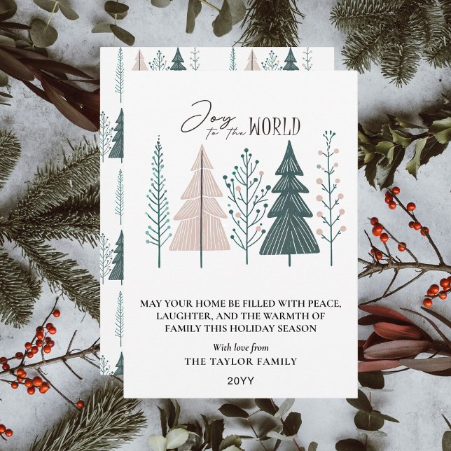 Elegant Botanisk Boho Glädje Julgran Julkort (Elegant Botanical Boho Joy Christmas Tree Holiday Card
)