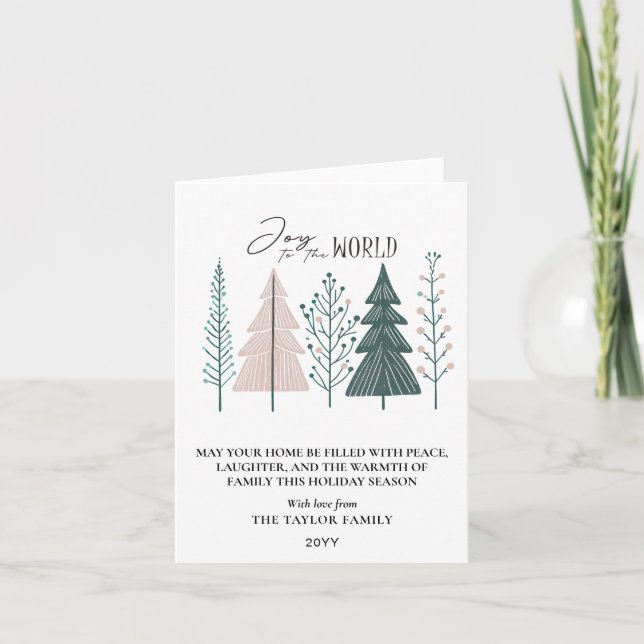 Elegant botanisk boho-joy julgran helgkort (Framsida)