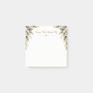 Elegant botanisk brevpapper med från-skrivbordet-a post-it block