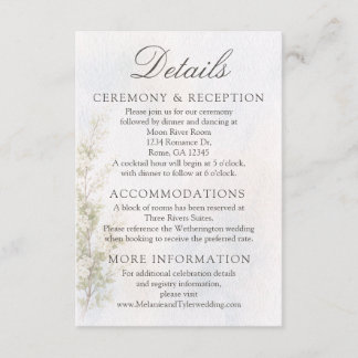 Elegant botanisk bröllop/reception detaljerad kort