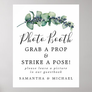 Elegant botanisk bröllopsfotobåts-skylt poster