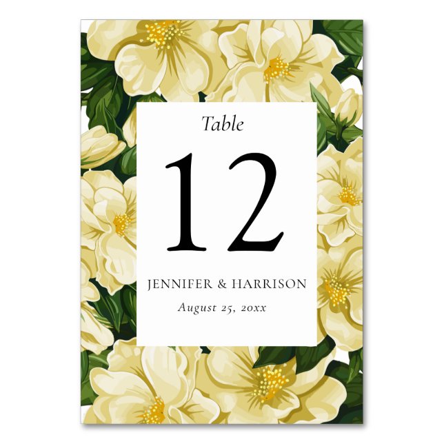 Elegant, botanisk bröllopsinbjudan bordsnummer (Framsidan)