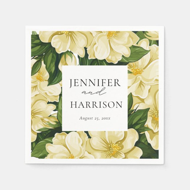Elegant, botanisk bröllopsinbjudan pappersservett (Framsidan)