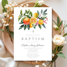 Elegant botanisk citrus religiöst flickdop