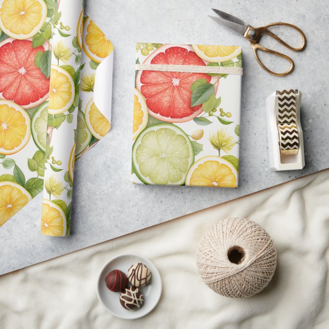 Elegant botanisk citrusfrukt presentpapper (Hantverk)