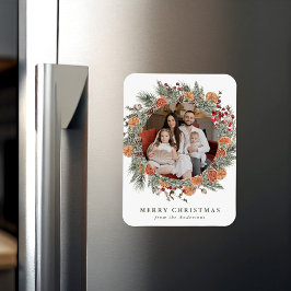 Elegant botanisk citruskrans julbild magnet