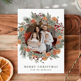 Elegant botanisk citruskransfoto julkort