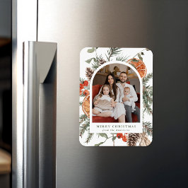 Elegant botanisk citrusvalvs semesterfoto magnet